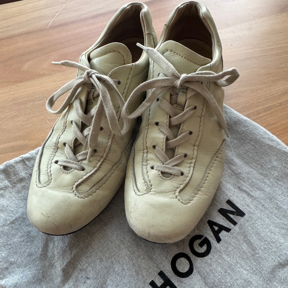 Hogan Women’s Cream Leather Sneakers size 38